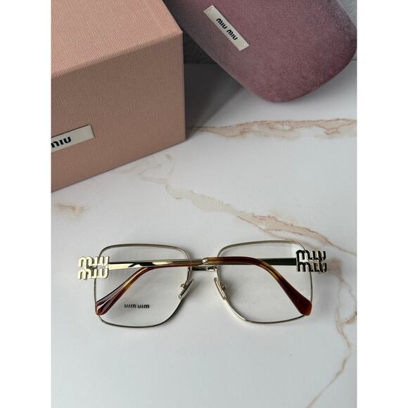 NEW Miu Miu M51XV Pale Gold Square Logo Eyeglasses Frames main image 8